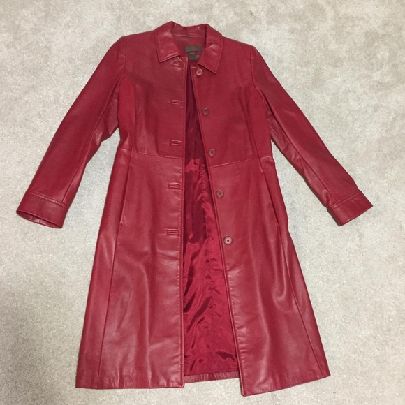 DANIER red Womens Leather Jacket (Long) - Picture 6 of 6